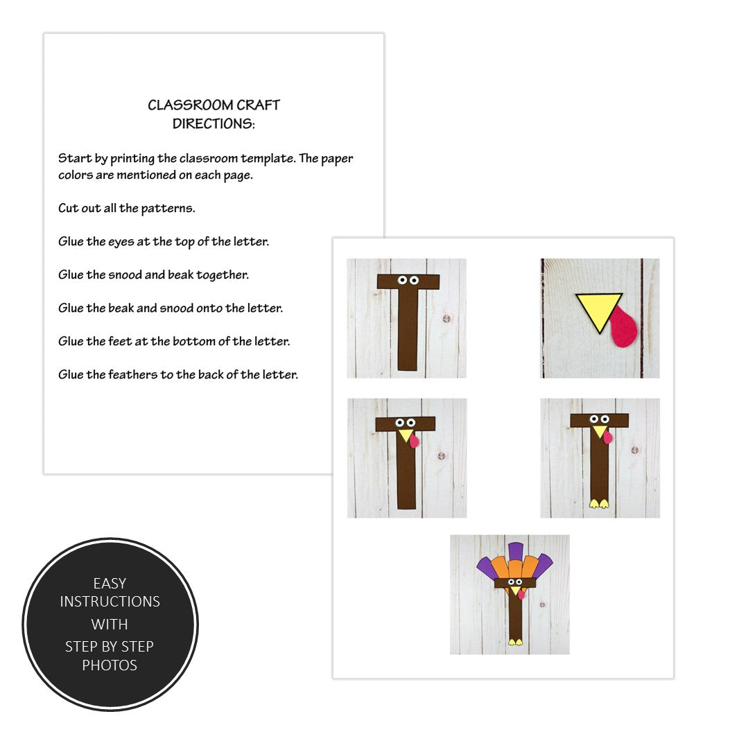 Letter T Craft - T is for Turkey- Uppercase Letter T