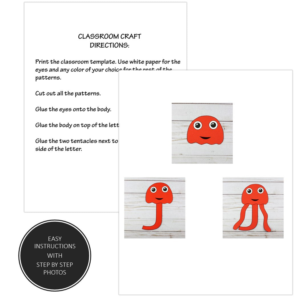 Letter J Craft - J is for Jellyfish- Uppercase Letter J