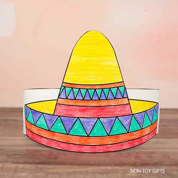 DIY sombrero paper hat fo rkids to make for their Spanish class