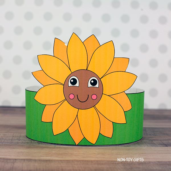 Sunflower Paper Hat - Fall Coloring Crown - Flower Headband