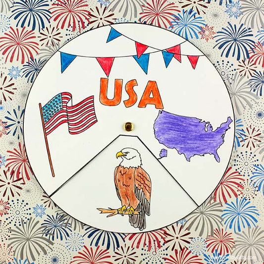 USA spinner craft printable with bold eagle