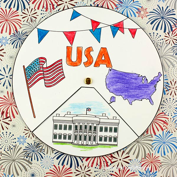 USA spinner craft printable with the White House