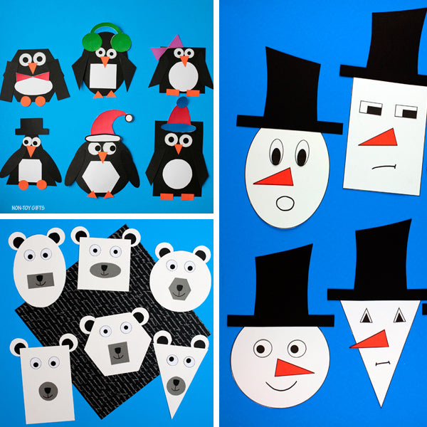 Winter Shape Crafts: Shape Penguin, Shape Snowman and Shape Polar Bear