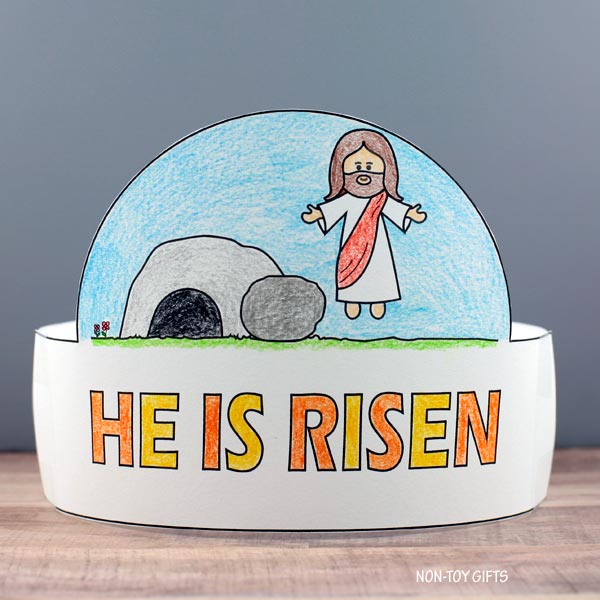 He Is Risen paper hat printable template for kids