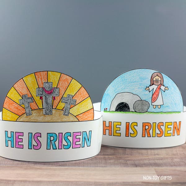 He Is Risen headbands - Religious Easter crafts for kids