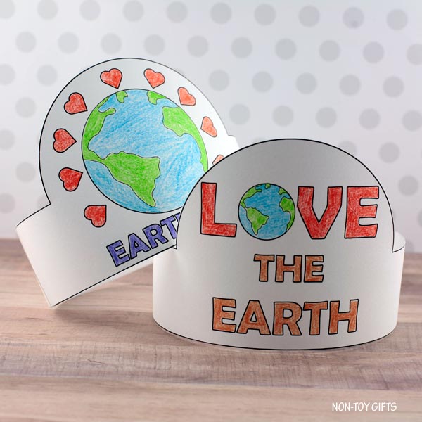 Earth Day Paper Hats - Coloring Crown Craft - Kids Headbands