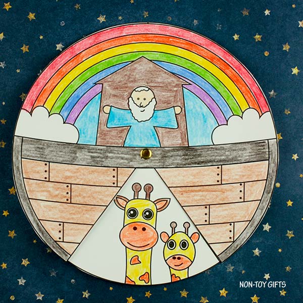 Noah's Ark Animals Spinner Craft - Bible Lesson - Bible Story Coloring Craft