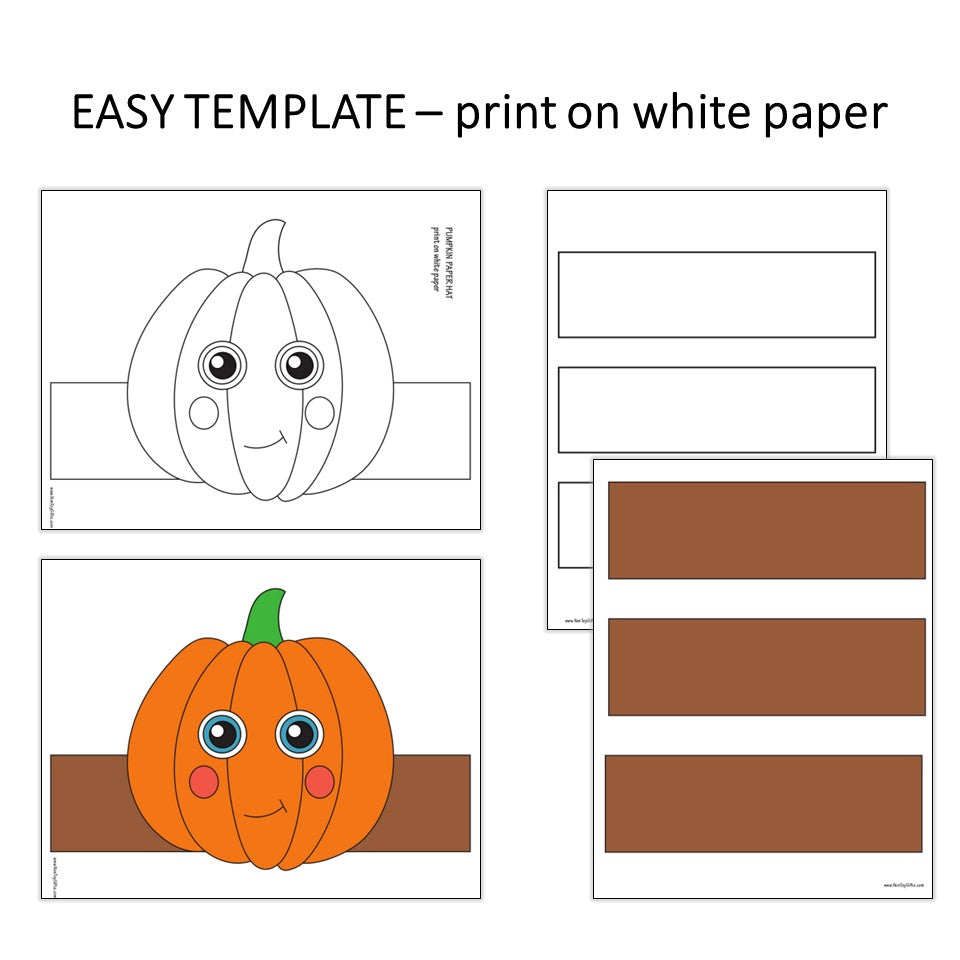 Pumpkin Paper Hat - Fall Coloring Crown - Autumn Headband