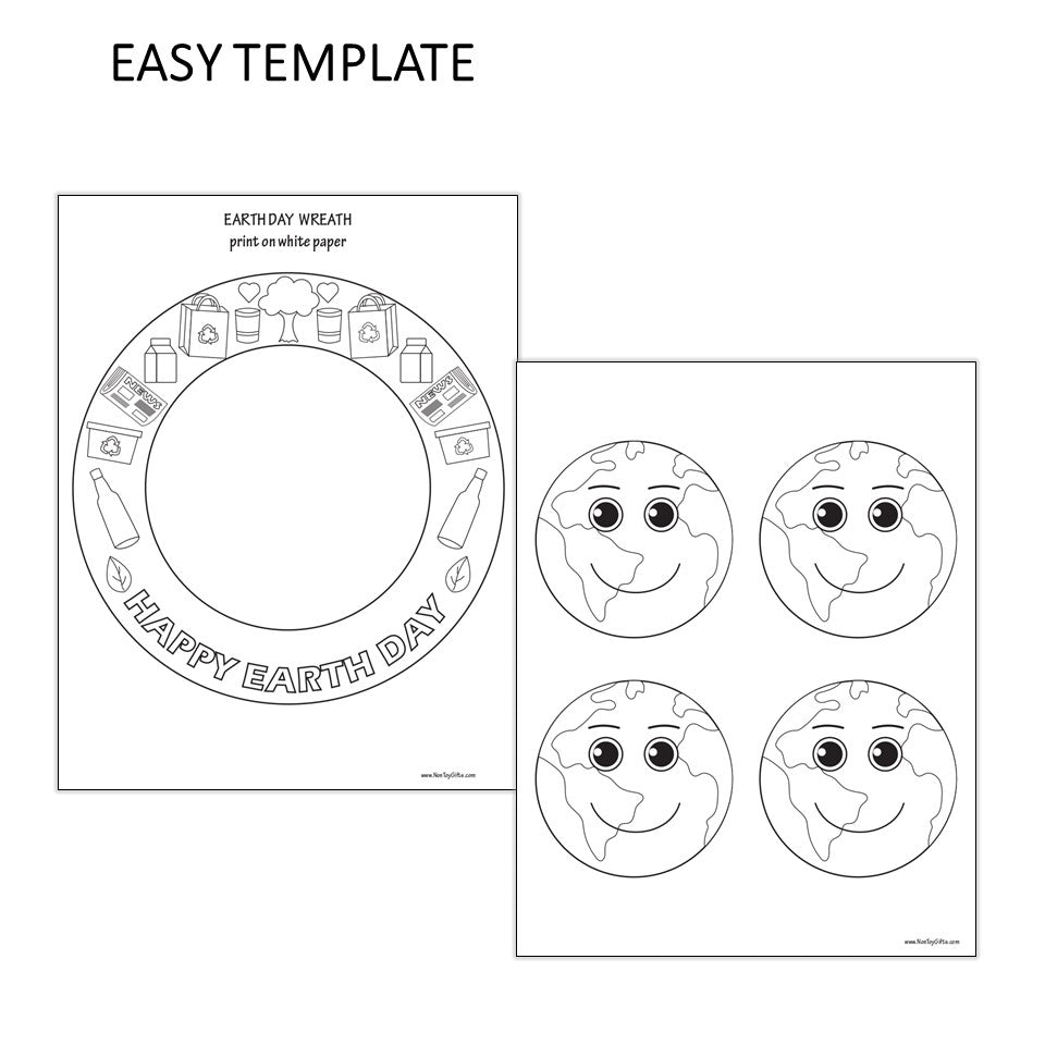 Earth Day Wreath - Coloring Craft for Kids