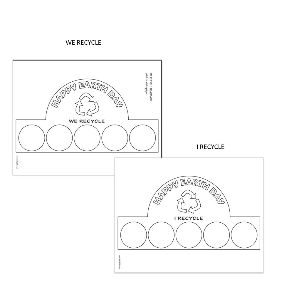 We Recycle Paper Hat - Earth Day Coloring Crown Craft for Kids