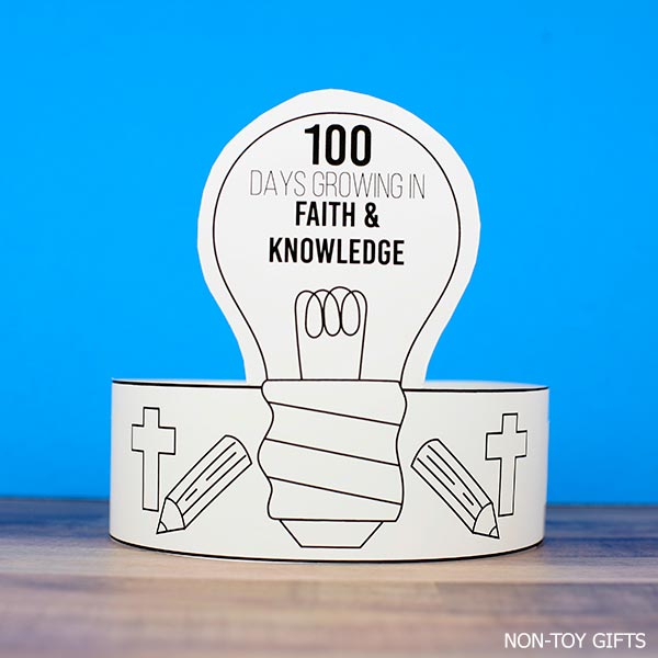 100 days growing in faith and knowledge paper hat printable