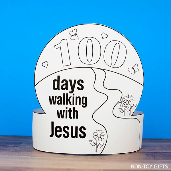 100 days of school paper hat for Catholic schools: 100 days of walking with Jesus printable