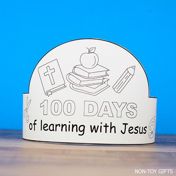 100th day of school paper hat for Catholic schools: 100 days of learning with Jesus