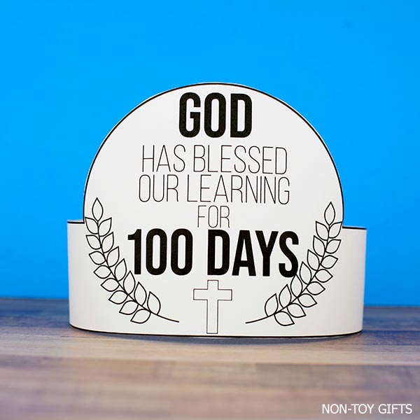 100 days of school paper hat for Catholic schools: God has blessed our learning for 10 days printable