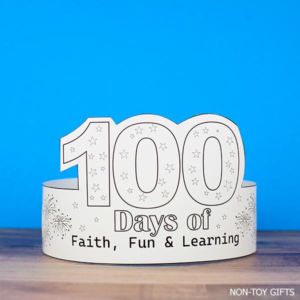 100 days of faith, fun and learning - 100th day of school paper hat printable