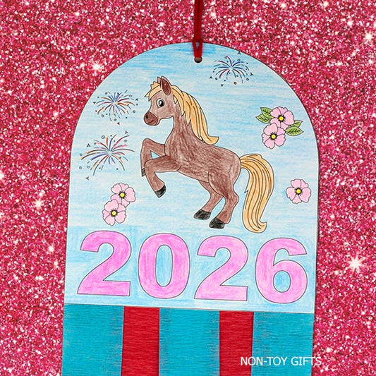 Chinese New Year horse hanging decoration printable for the Year of the Horse in 2026