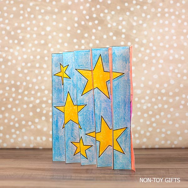 New Year 2026 paper craft for elementary students showing interactive agamograph artwork