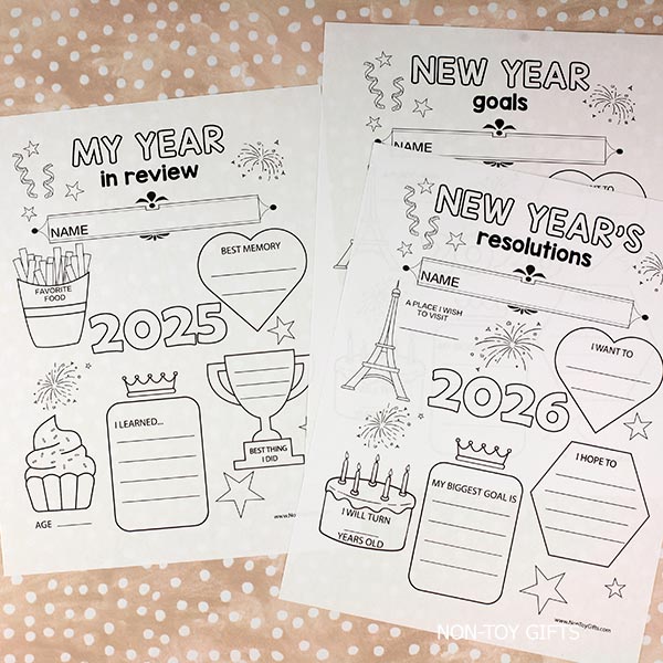 January classroom New Year crafts and worksheets for teachers