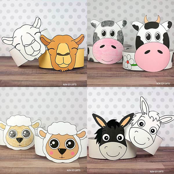 4 Nativity Animal Paper Hat Crafts