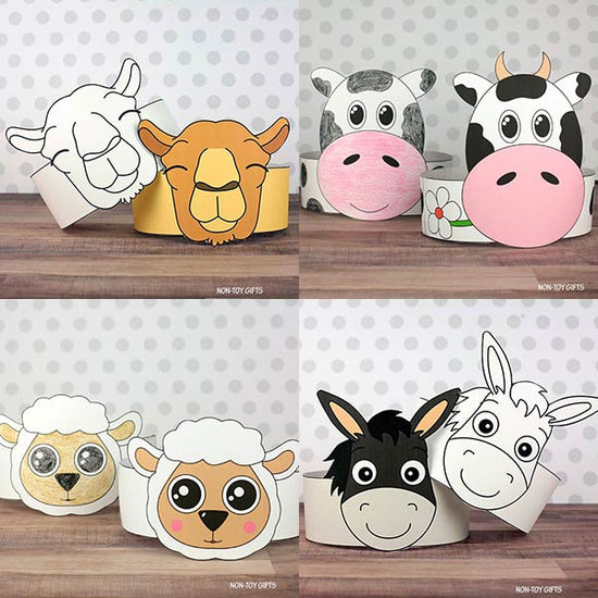 4 Nativity Animal Paper Hat Crafts NonToy Gifts
