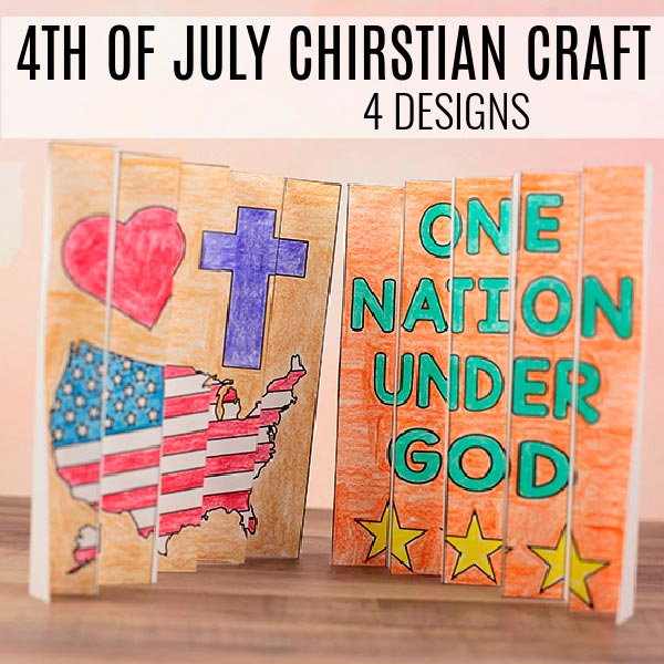 Printable 4th of July Christian agamograph craft for kids featuring patriotic Bible messages and interactive folding art activity for Sunday School and homeschool learning.