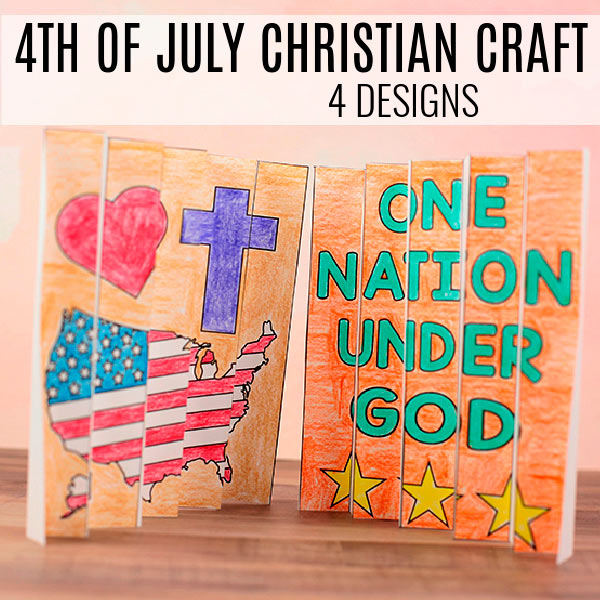 Printable 4th of July Christian agamograph craft for kids featuring patriotic Bible messages and interactive folding art activity for Sunday School and homeschool learning.