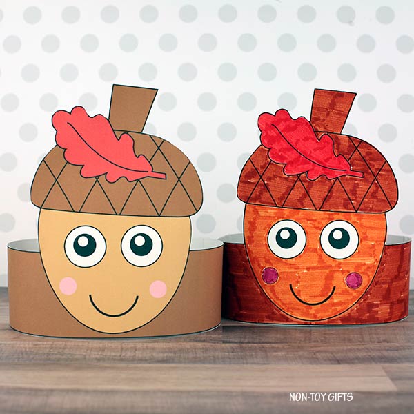 Acorn Paper Hat - Fall Coloring Crown - Autumn Headband