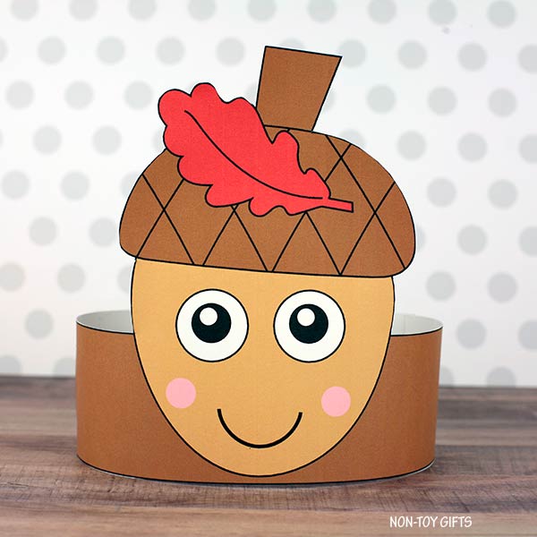 Acorn Paper Hat - Fall Coloring Crown - Autumn Headband