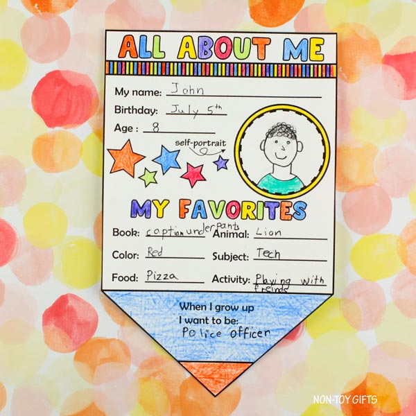 All About Me Pencil Pennant Banner