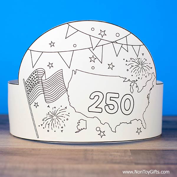 America 250 printable craft kids patriotic hat coloring cutting activity