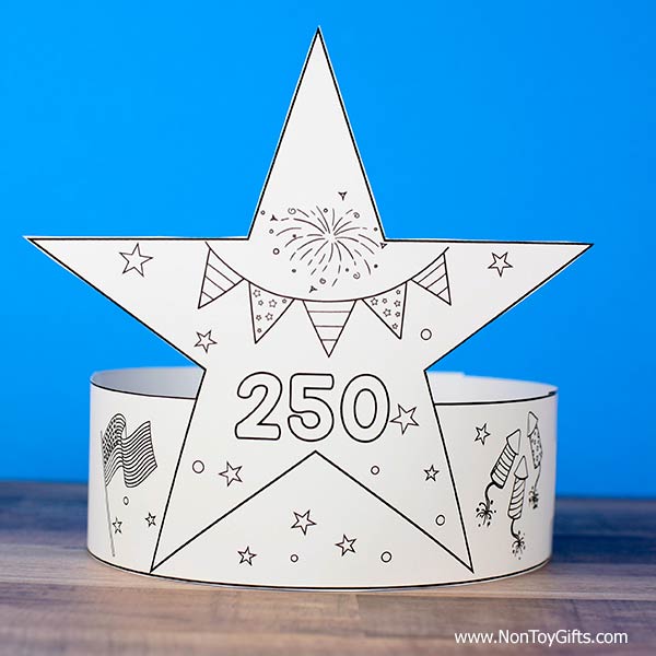 USA 250 anniversary craft for kids printable paper hat patriotic classroom activity