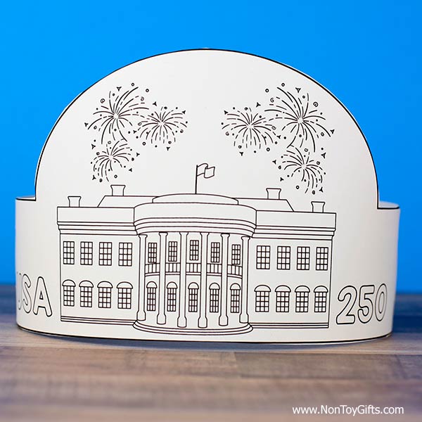 America 250 paper hat coloring craft printable for preschool kindergarten kids