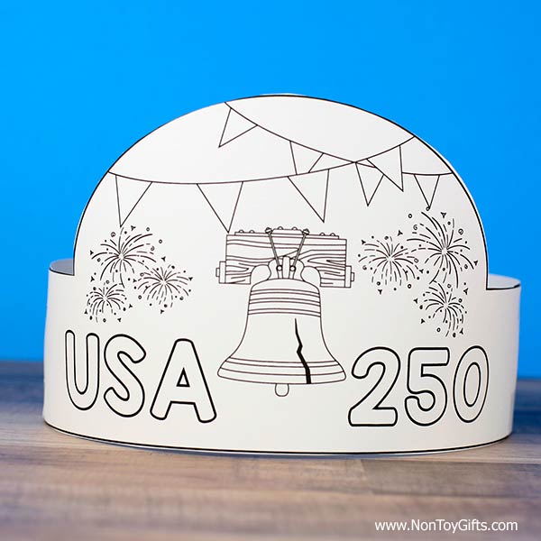 4th of July craft printable paper hat for kids America 250 celebration activity