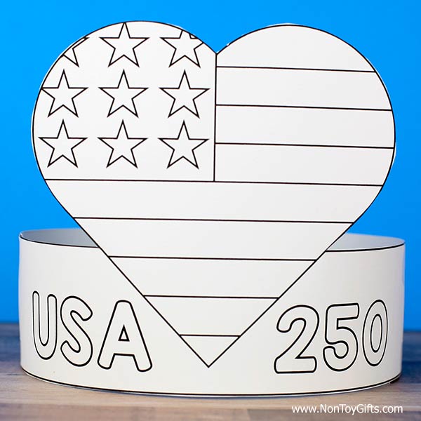4th of July paper hat craft printable kids patriotic headband easy craft