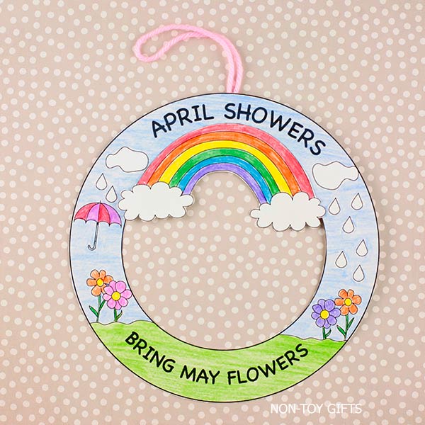 April showers bring May flowers wreath craft printable preschool