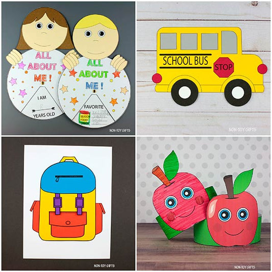 Back to School Printable Craft Bundle for Kids – Includes All About Me, School Bus, Backpack, and Apple Crafts – First Week of School Activities – Digital Download