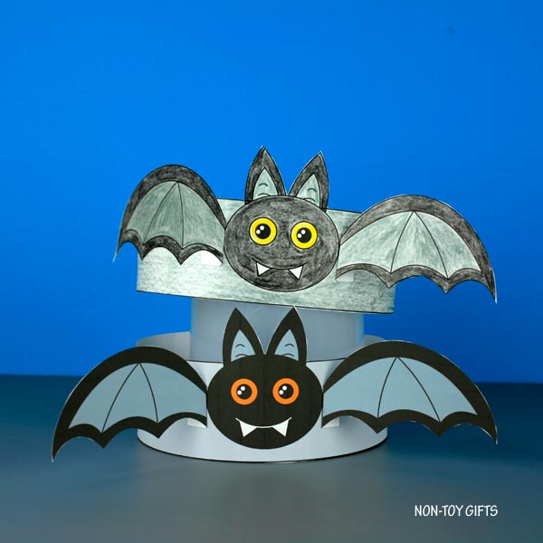 Bat Paper Hat - Halloween Coloring Crown