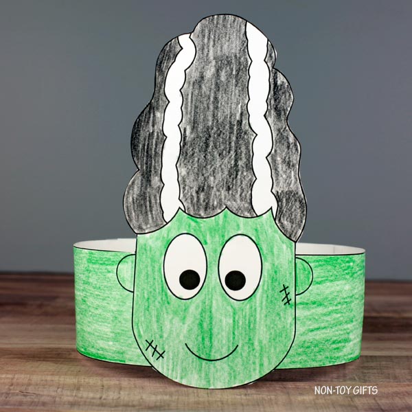 Frankenstein's Bride Paper Hat - Halloween Coloring Crown