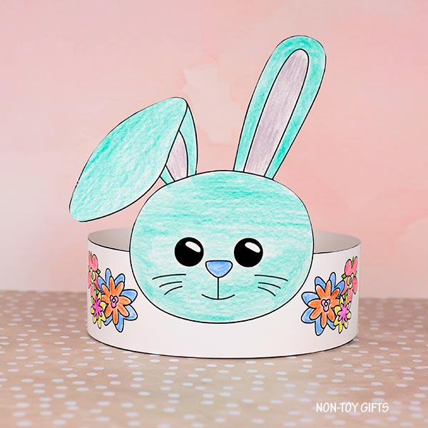 Paper Spring Hat Bunny Paper Hat - Spring Coloring Craft – Non-Toy Gifts