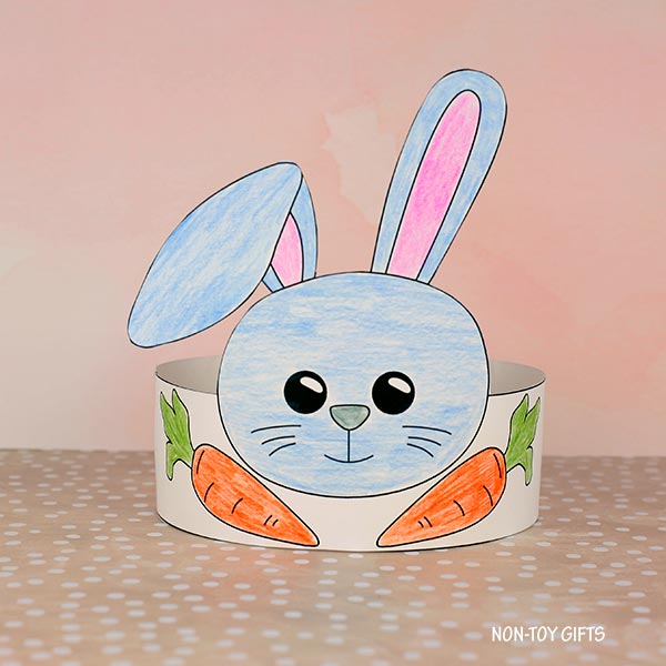 Paper Spring Hat Bunny Paper Hat - Spring Coloring Craft – Non-Toy Gifts