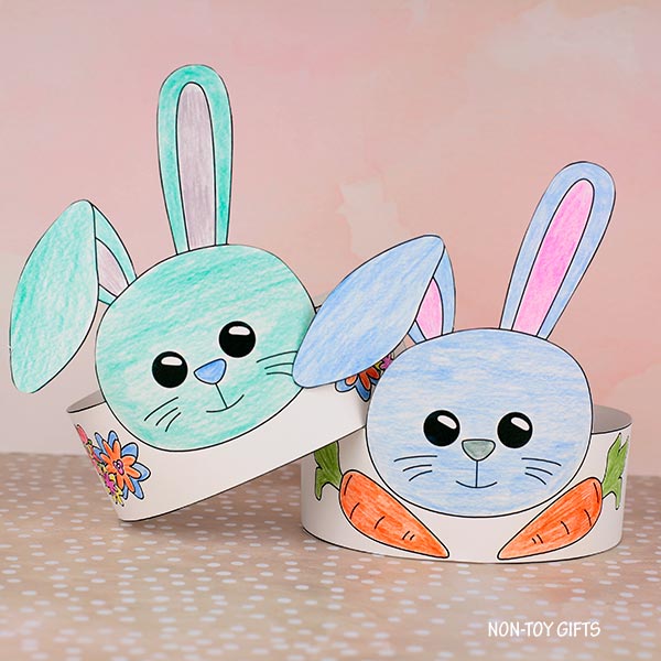 Paper Spring Hat Bunny Paper Hat - Spring Coloring Craft – Non-Toy Gifts