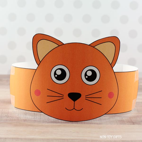 Cat Paper Hat - Farm Animal Headband - Coloring Craft Activity