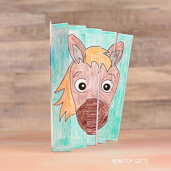 Chinese New Year horse agamograph craft made from cut and assembled paper strips