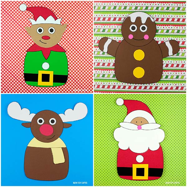 Christmas Craft Bundle for Kids — 4 printable holiday crafts: Santa, Elf, Reindeer, and Gingerbread Man. Perfect for classroom bulletin boards, homeschool lessons, or family art time.