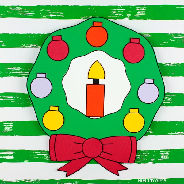 Easy holiday wreath craft for preschool and kindergarten classroom activity