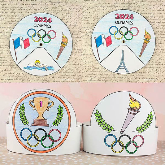 2024 Olympics 3-Craft Bundle for Kids: Spinner and Paper Hats