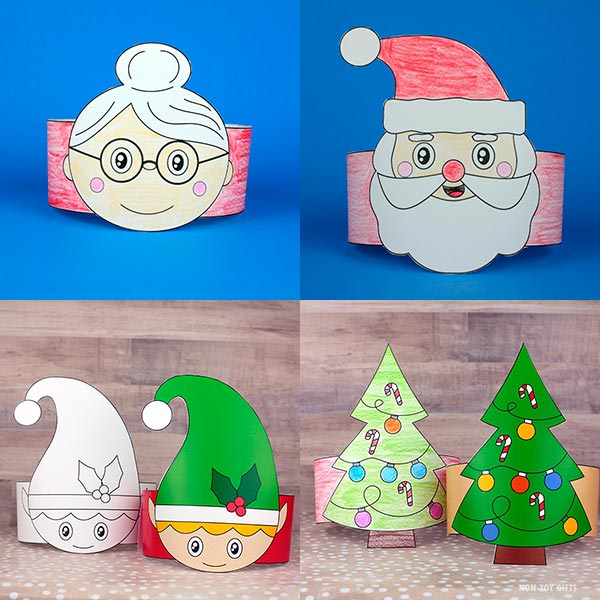 4 Christmas Paper Hats Bundle 1