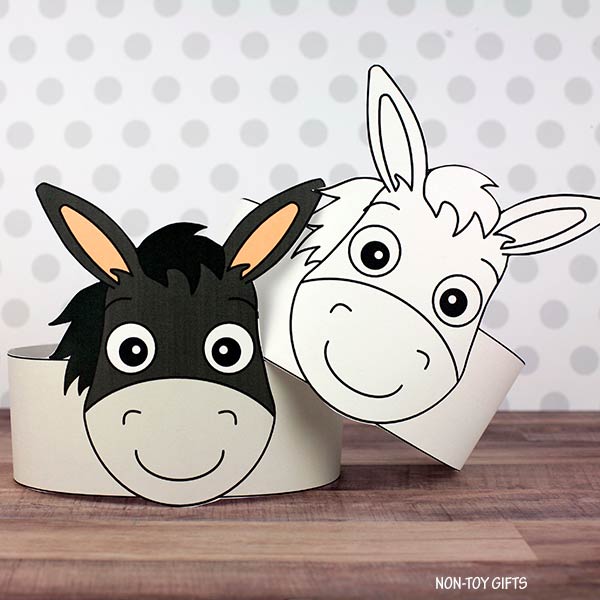 Donkey Paper Hat - Farm Animal Coloring Crown
