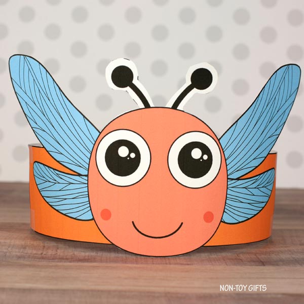 Dragonfly Headband - Insect Paper Hat - Spring Coloring Crown Activity