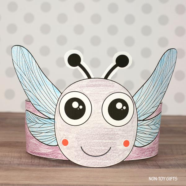 Dragonfly Headband - Insect Paper Hat - Spring Coloring Crown Activity